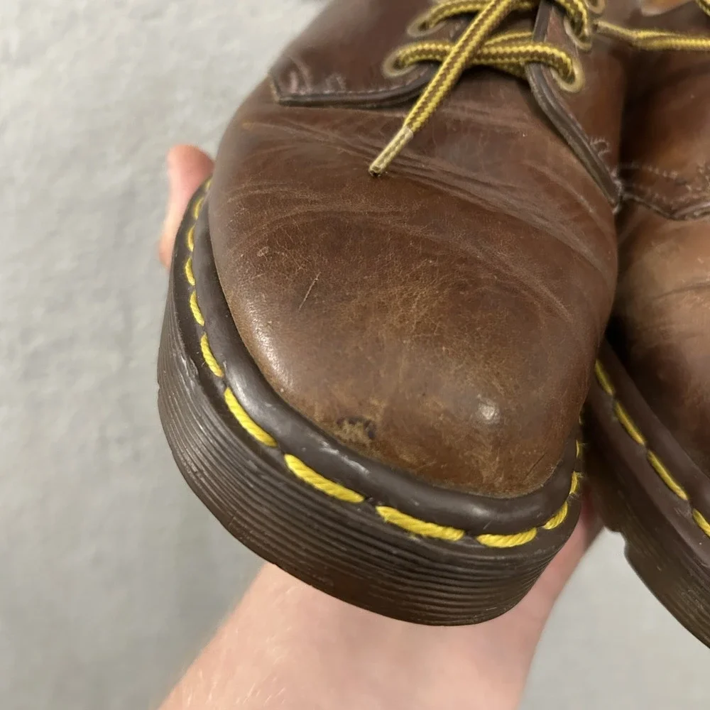 Doc Marten Shoes Size 3‎ Brown Leather Kids Boys Junior 1461 Made In England
